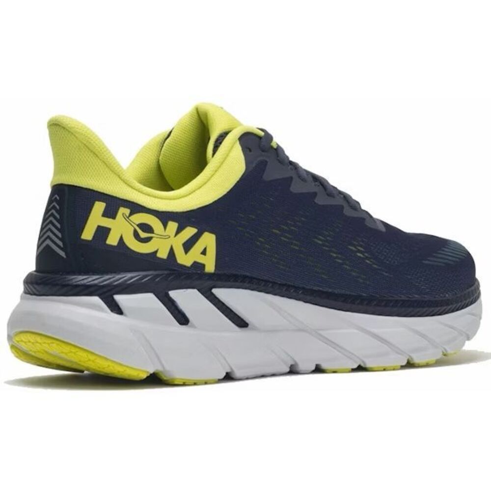 Hoka One One Clifton 7 Men’s Size 9 Running Shoes Navy Yellow Sneakers Athletic